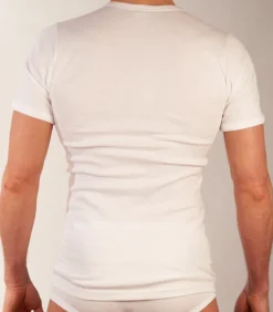 t-shirt ronde hals basic cotton 1-1 rib white