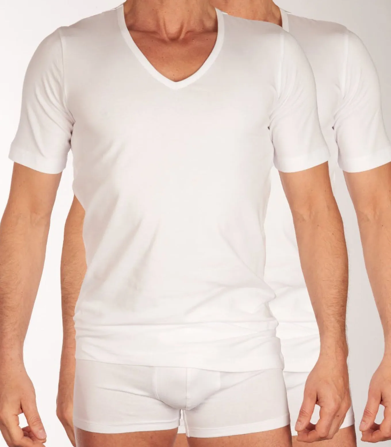 t-shirt v-hals 2 pack 95/5 organic cotton shirts white