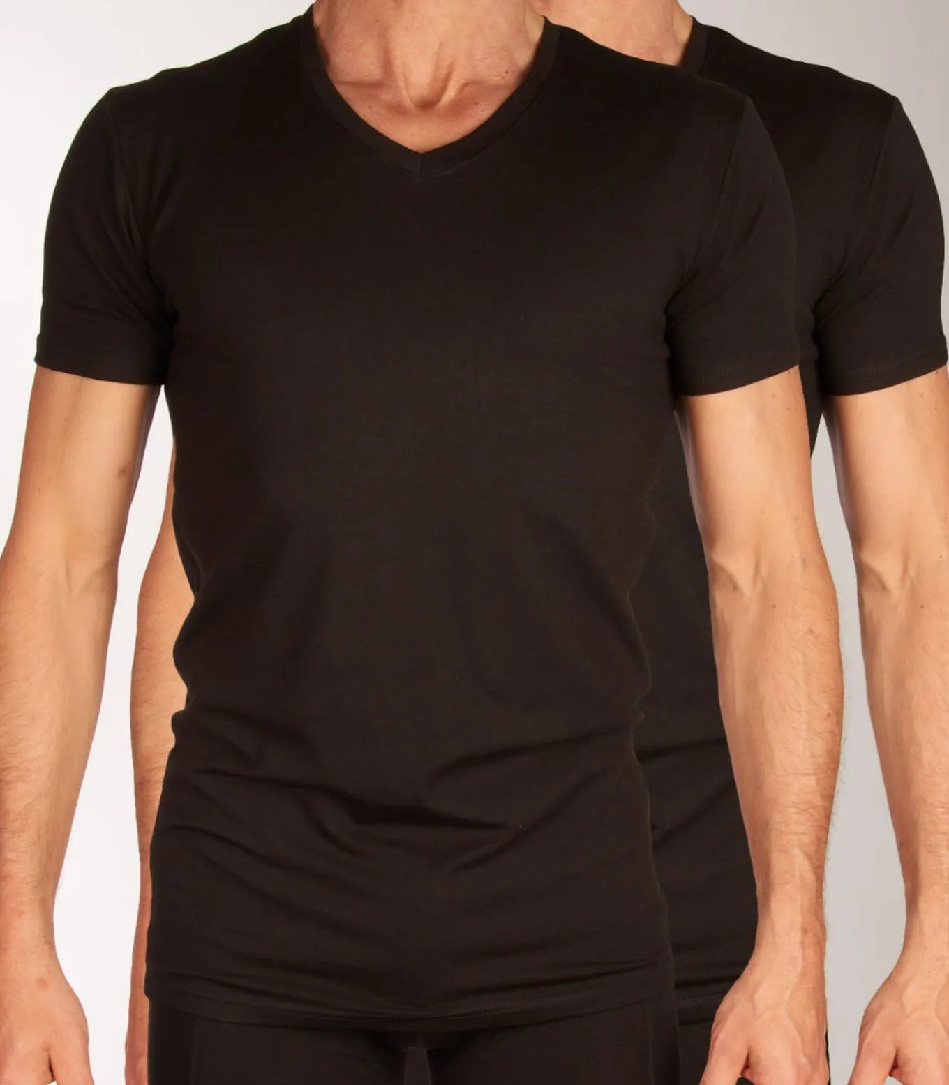t-shirt v-hals 2 pack knitted v-neck t-shirt black