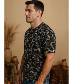Veelkleurig bloemen-T-shirt voor heren
