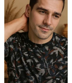 Veelkleurig bloemen-T-shirt voor heren