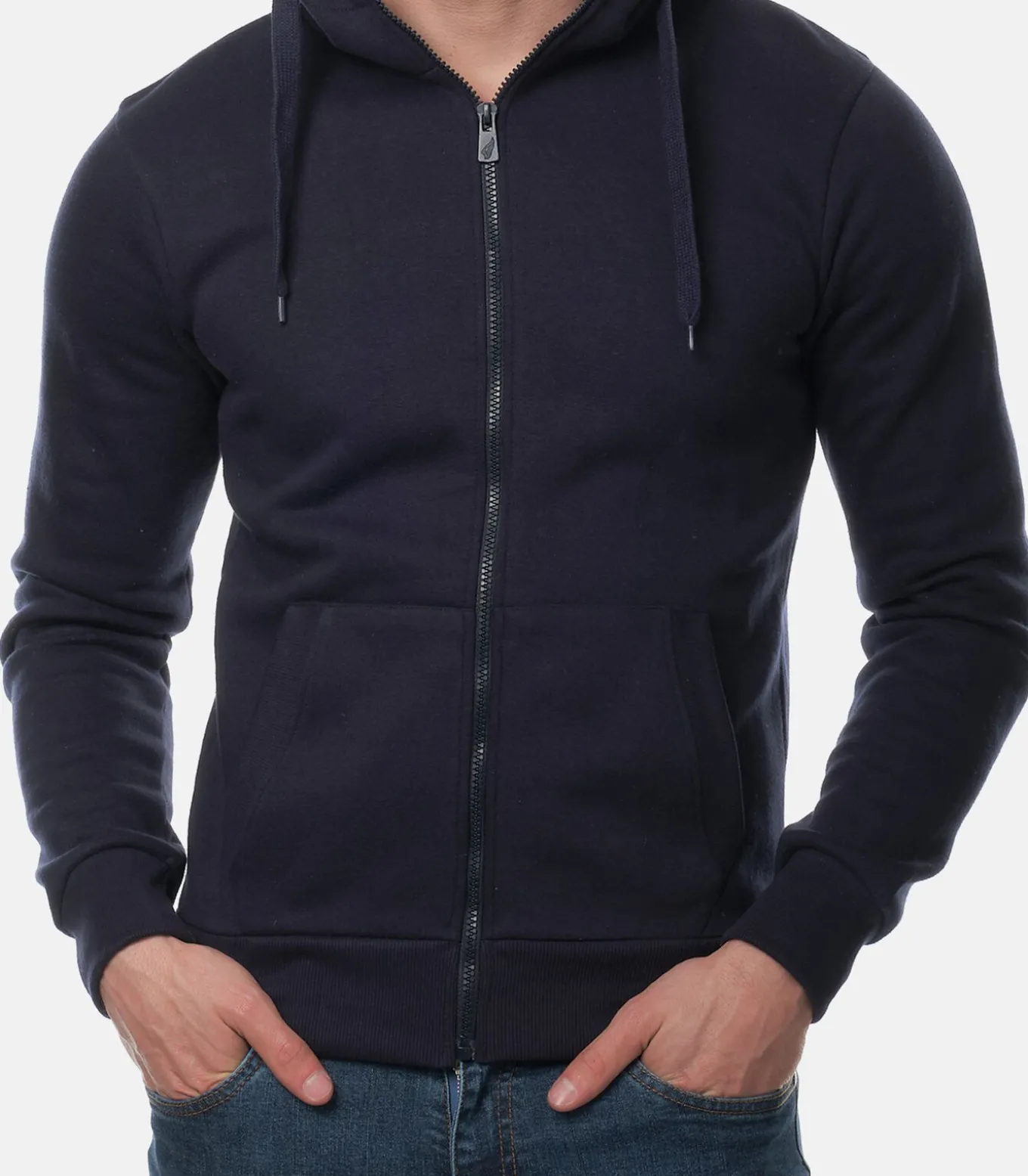Vest met capuchon, hoge kraag en ritssluiting