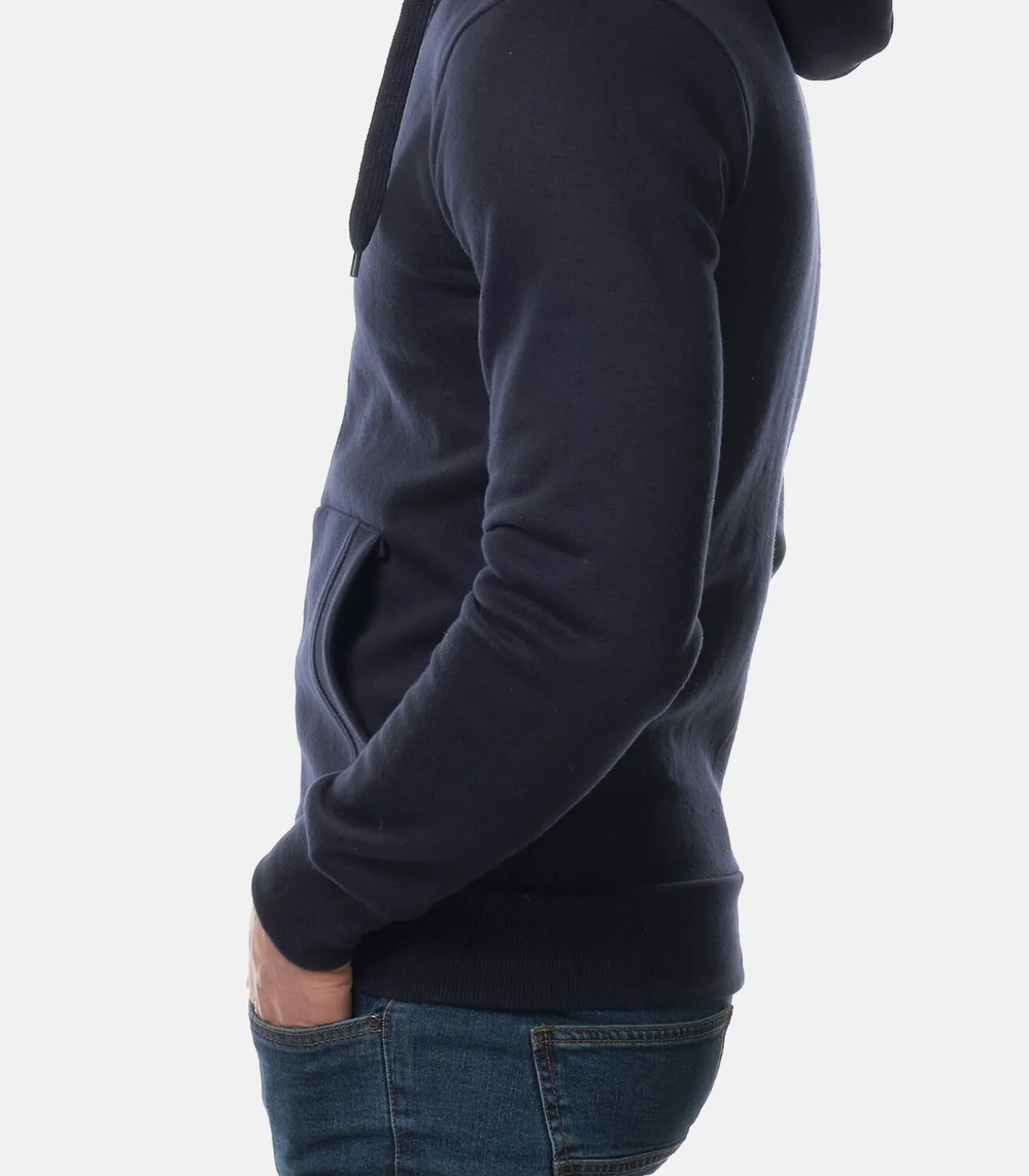 Vest met capuchon, hoge kraag en ritssluiting