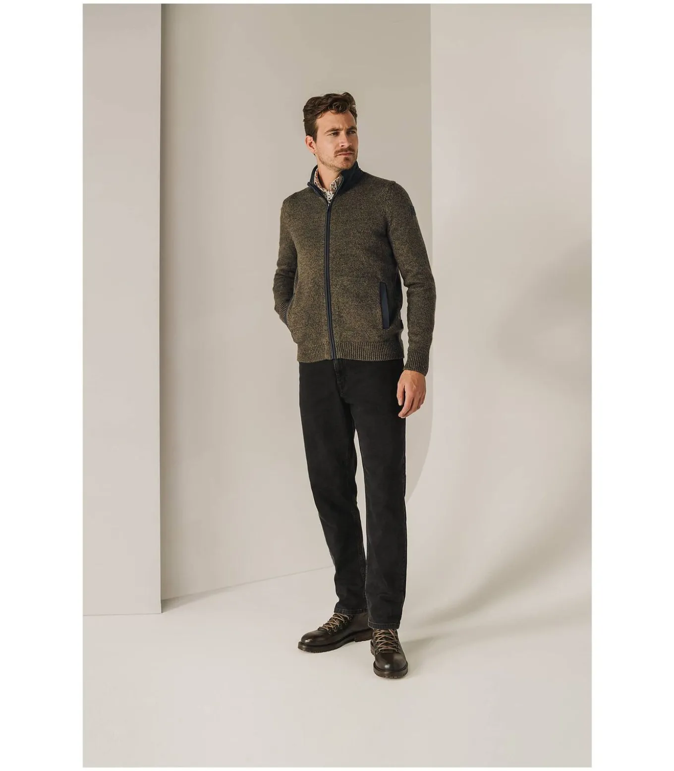 Vest Zip Structuur Bruin