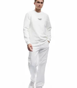 Wit Gestructureerd Sweatshirt Lange Mouwen
