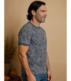 Wit heren t-shirt met plantenprint