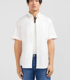 Wit katoenen shirt van korte mouwen