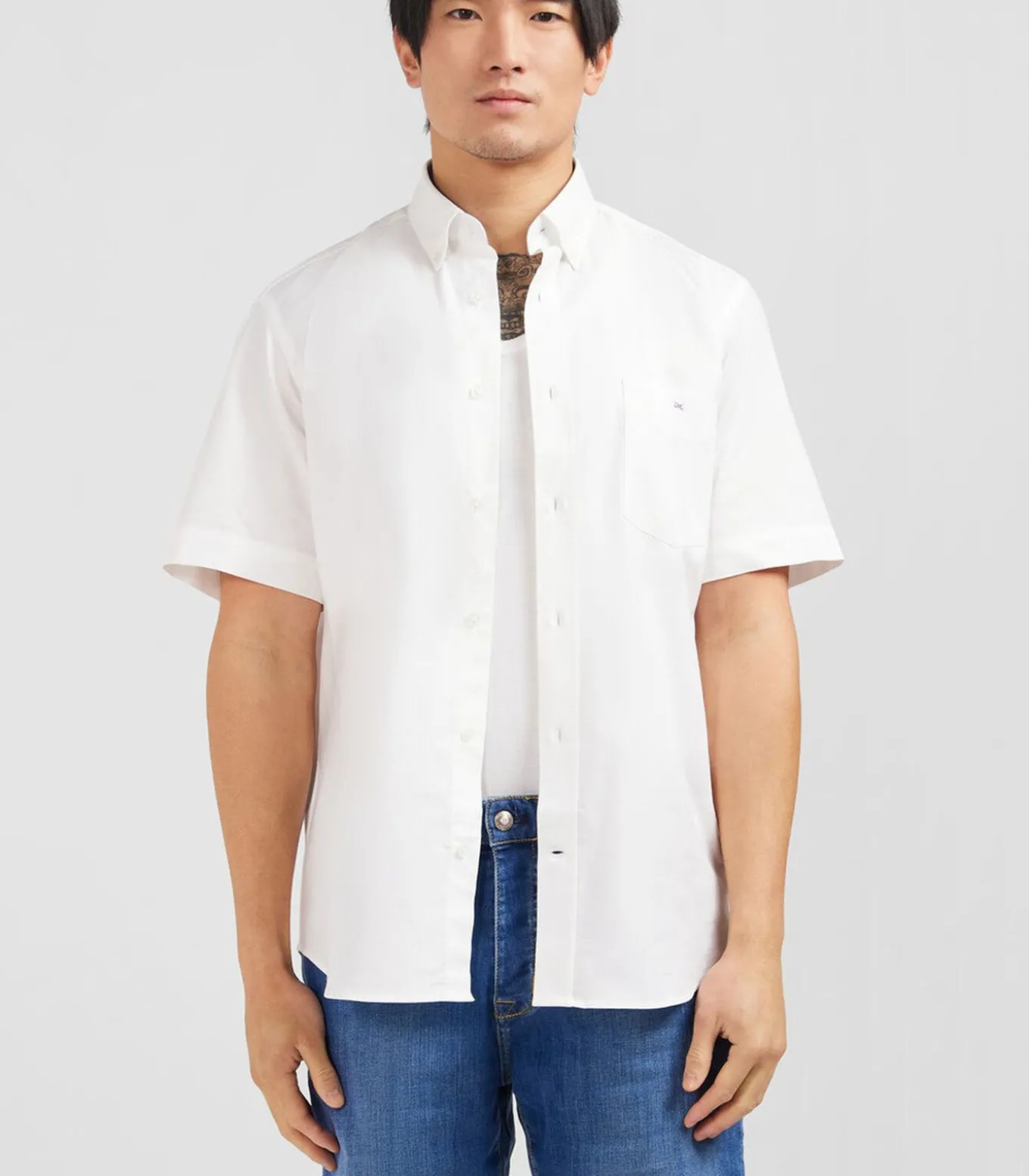 Wit katoenen shirt van korte mouwen