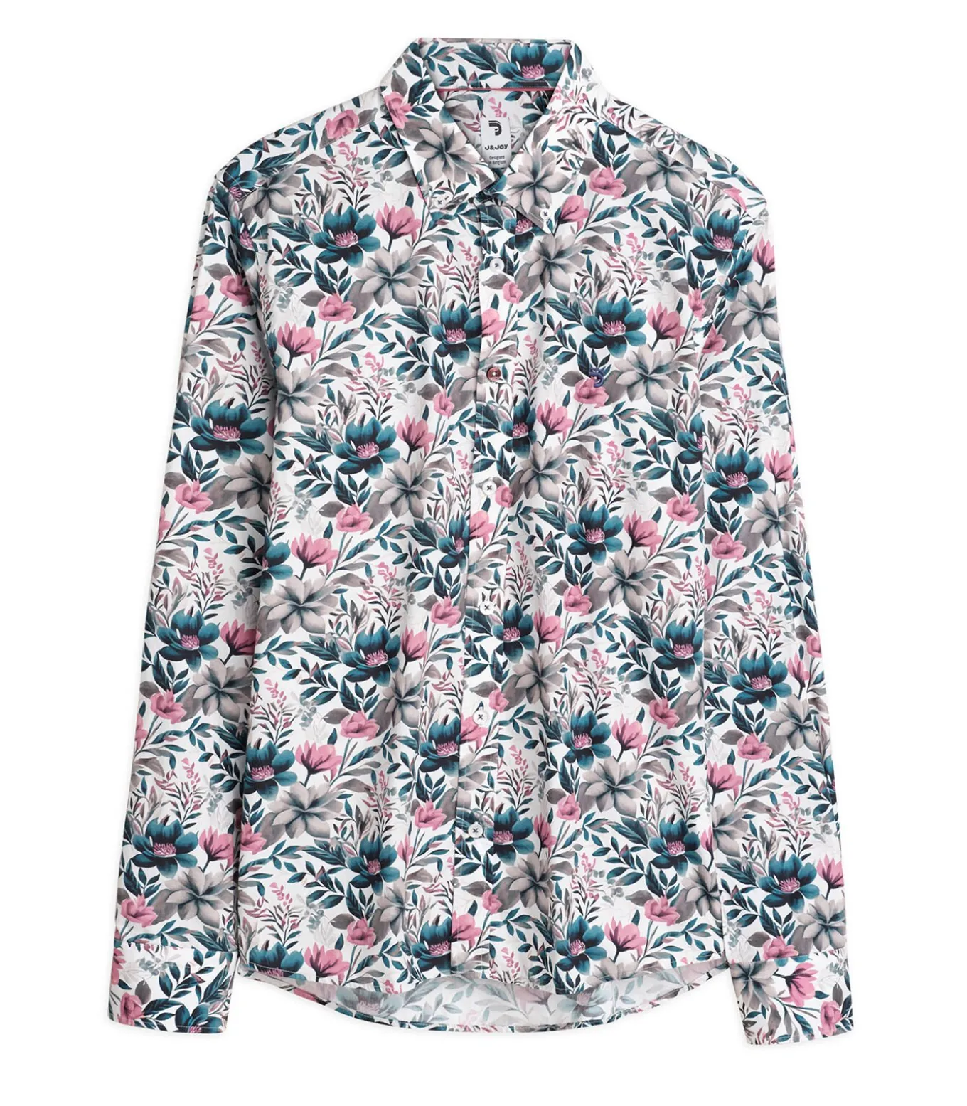 Wit overhemd met bloemenprint voor heren