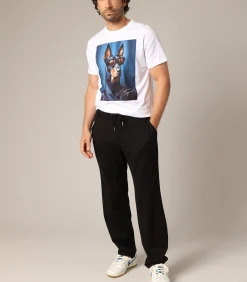 ZETA - Zwarte soepele trekkoordbroek, rechte snit en casual look