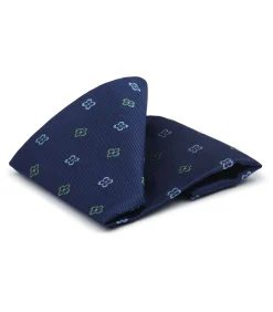 Zijde Pochet Bloem Navy